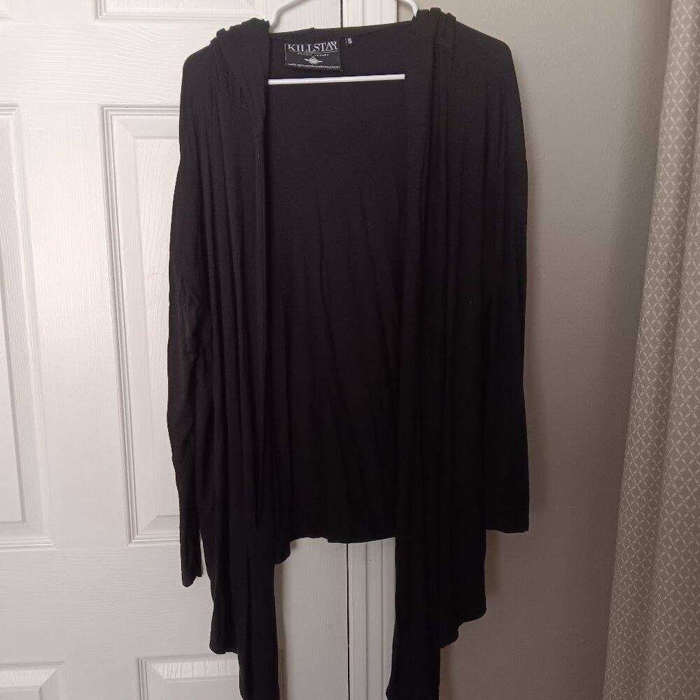 Killstar Black Open Front Pointed Hooded Cardigan